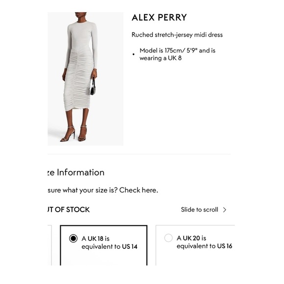 ALEX PERRY Presley dress midi grey silver 14 ruched stretch knit formal NWT NEW - Picture 13 of 15